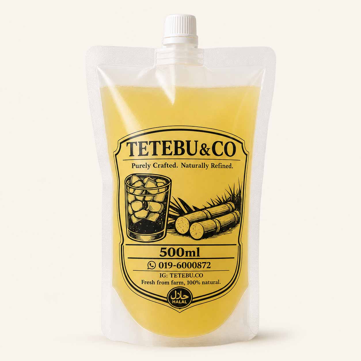 Fresh Sugarcane Juice – 500ml Pouch