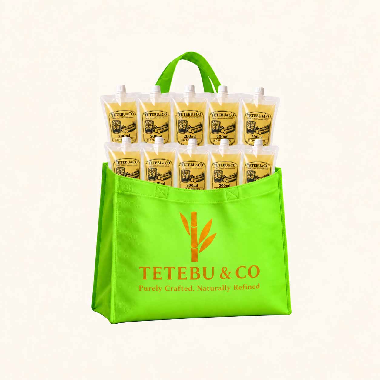 Tetebu 200ml Value Bundle – 10 Pouches + Non-Woven Bag